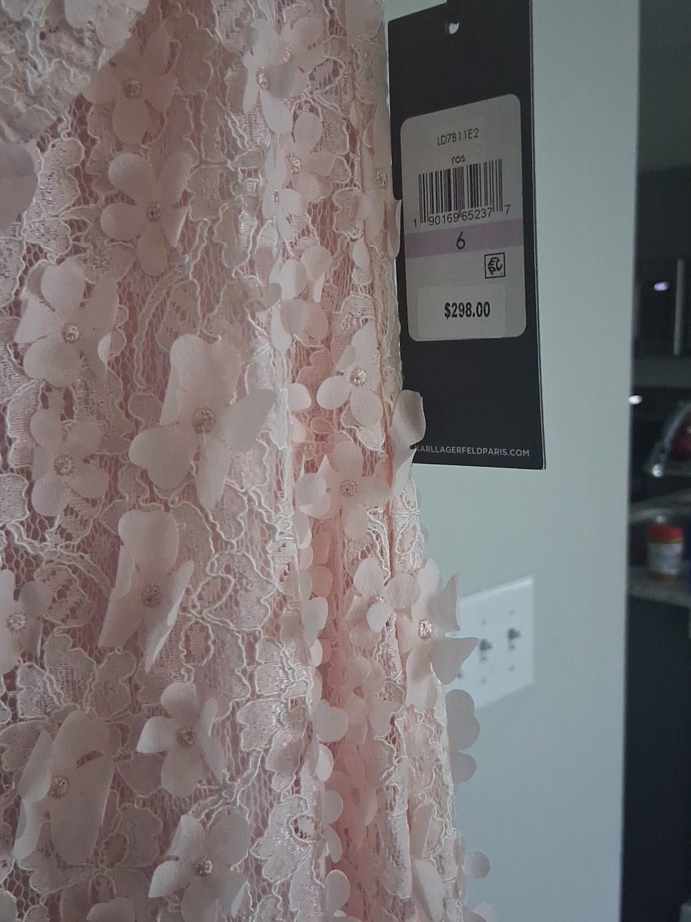 Karl Lagerfeld Blush Pink 3D Floral Lace Party Dress